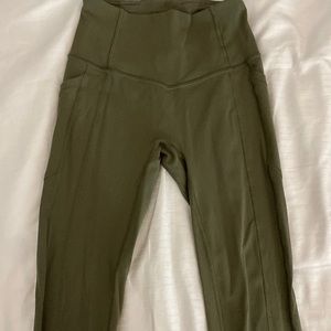 Lululemon dark green/ olive leggings, size 2, crop 23”